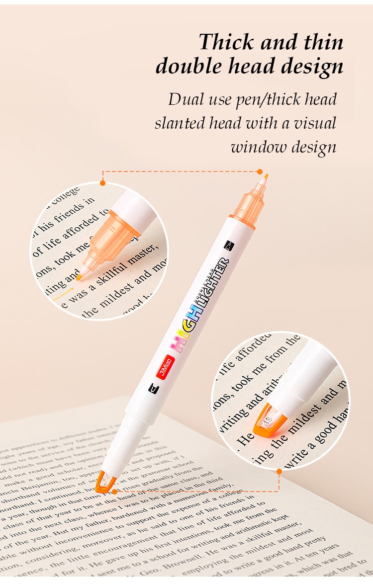 Thick and thin double head design-Double Headed Visible Window Highlighters