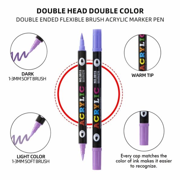 Double Headed Different Coloring Acrylic Markers Pen
