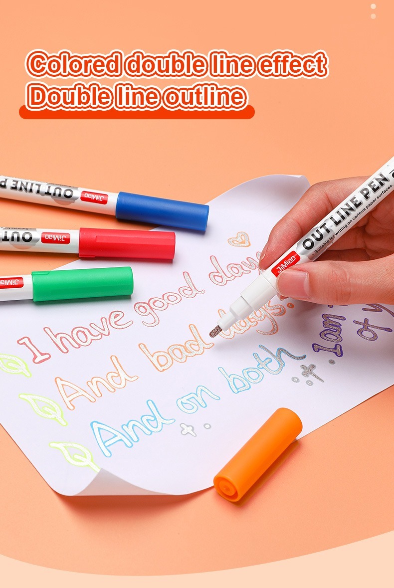 Colored double line effect -JiMiao Contour Coloring Marker Pen