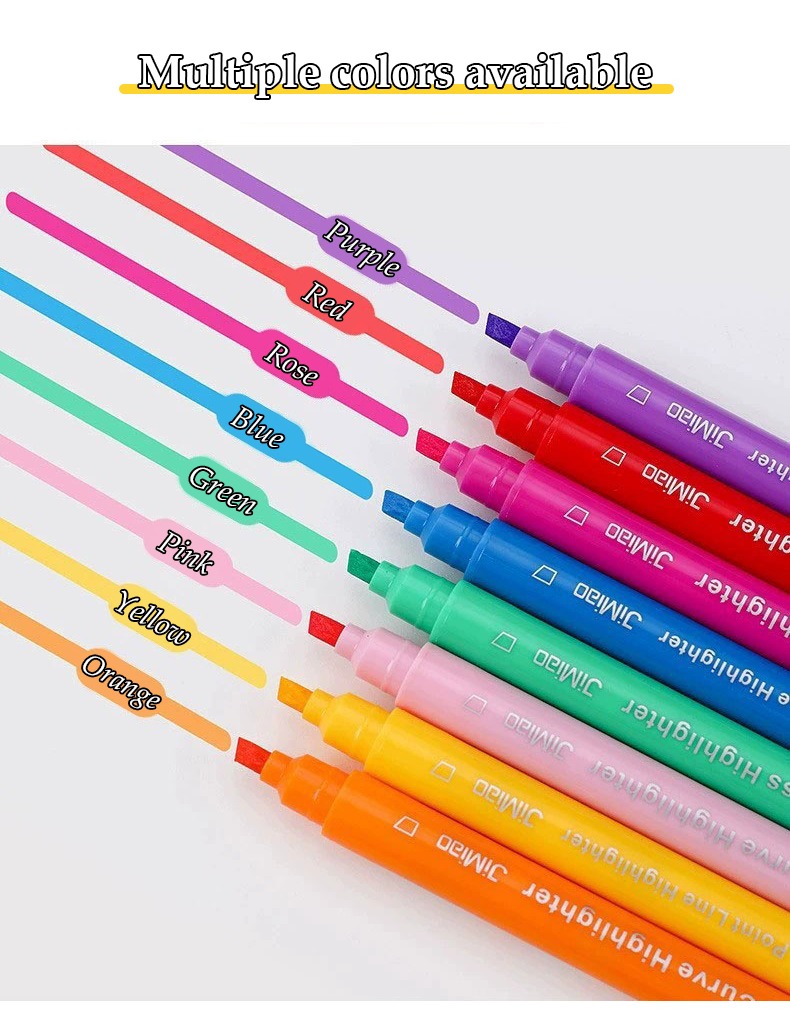 Multiple colors available-JiMiao Curve Highlighter Markers Set