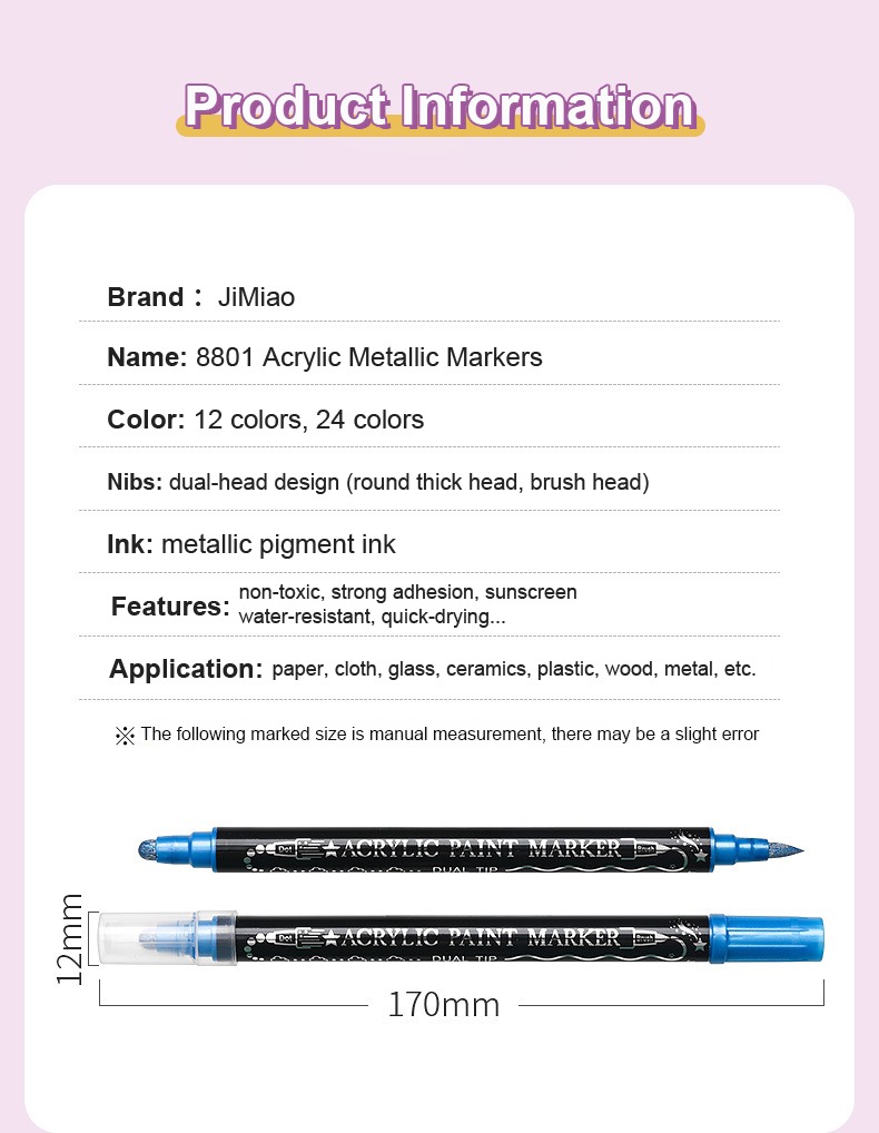 Product information-JiMiao Double-Headed Acrylic Marker Pen