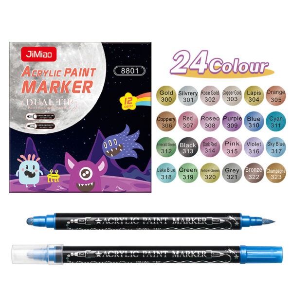 Double-Headed Acrylic Metal Coloring Marker Pen