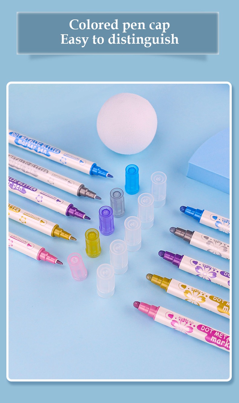 JiMiao Double Headed Metallic Color Marker Pen