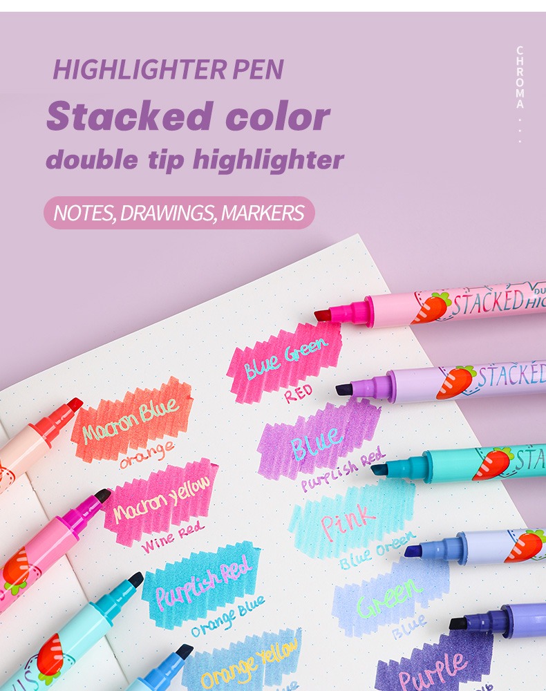 Highlighter Pen-JiMiao Double-headed Highlighter Markers Pen 