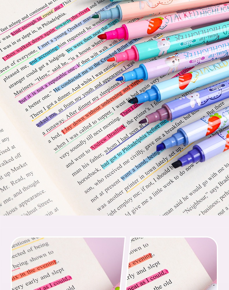 JiMiao Double-headed Highlighter Markers Pen 