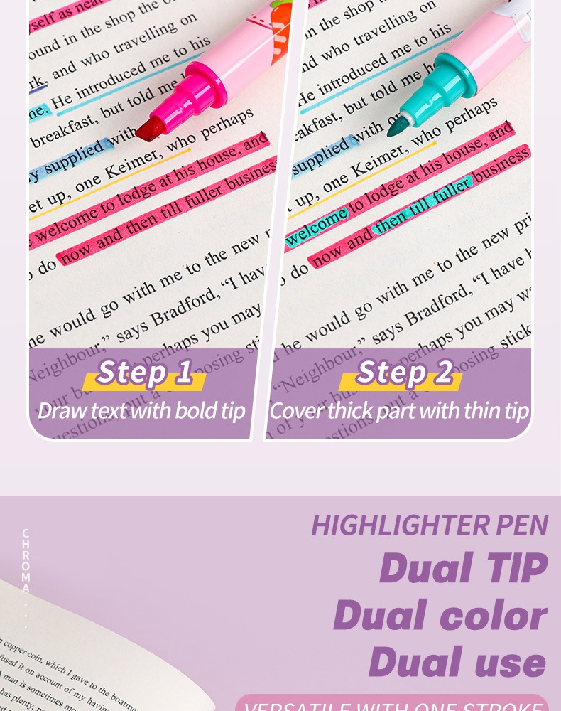 JiMiao Double-headed Highlighter Markers Pen 