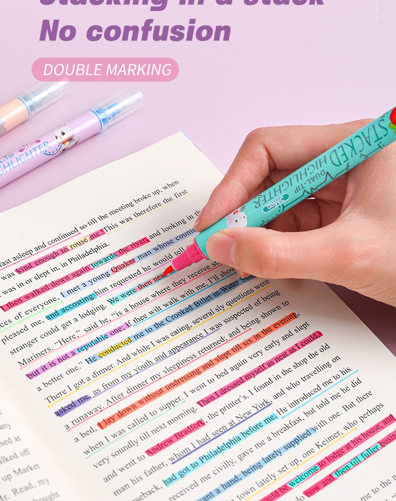 JiMiao Double-headed Highlighter Markers Pen 