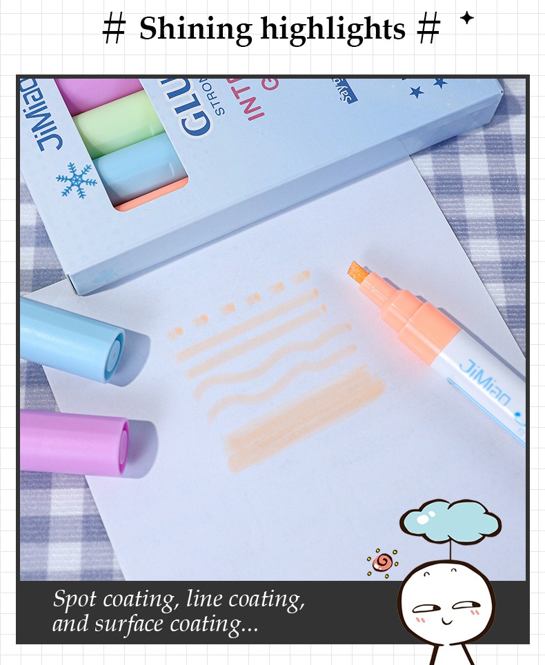 shining highlights-JiMiao Colorful Handmade Adhesive Markers Pen