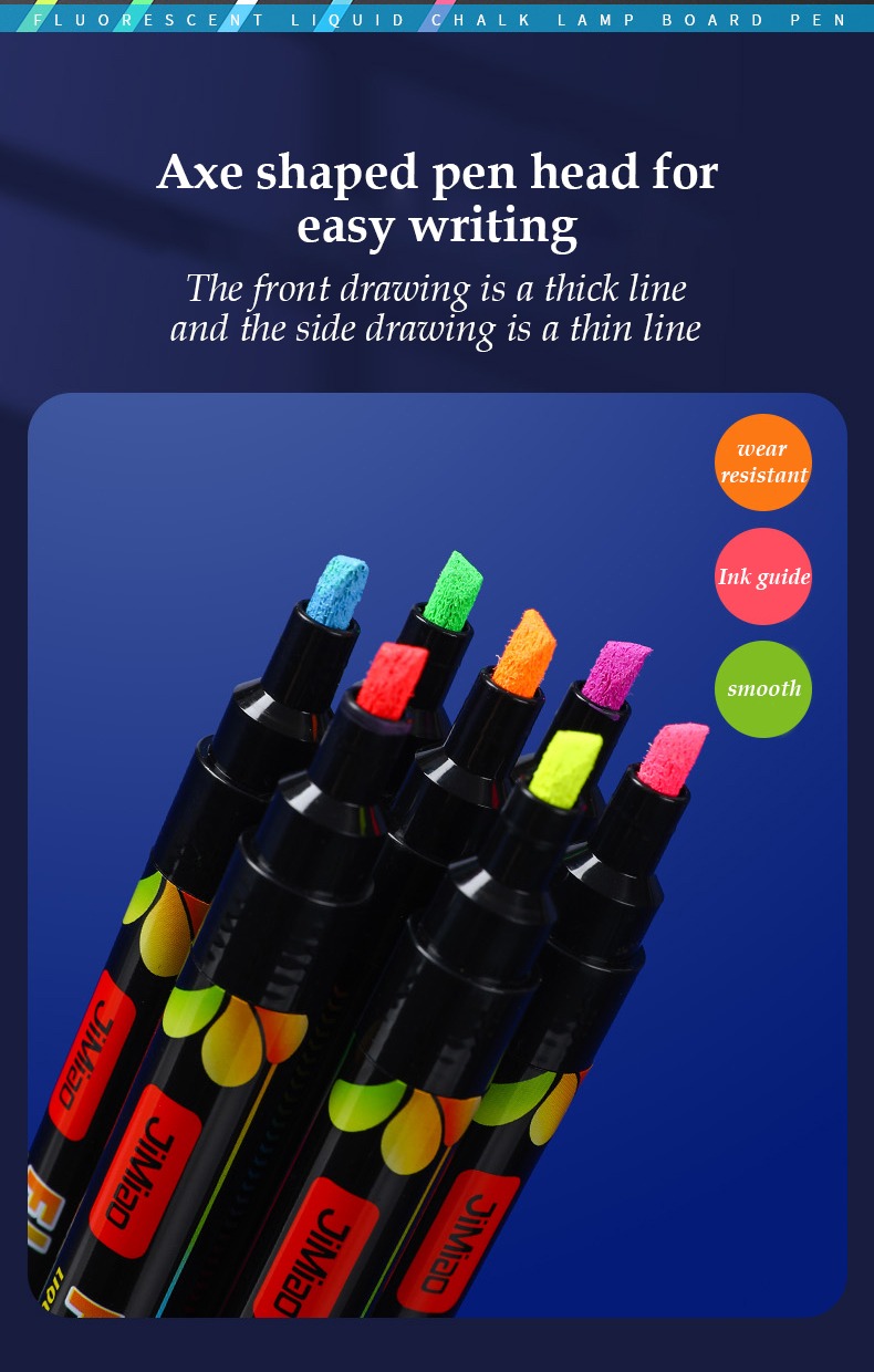 Axe shaped pen head for easy writing-Fluorescent erasable marker