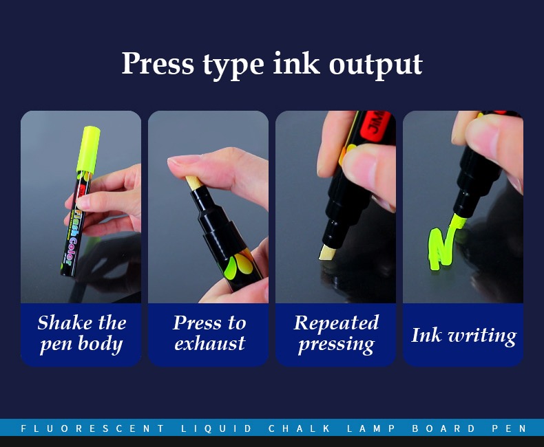 Press type ink output-Fluorescent erasable marker