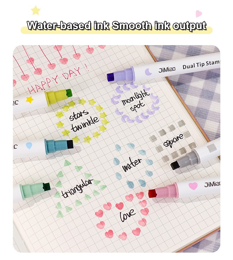 Water-based ink smooth ink output-JiMiao Double Head Highlighter Pen