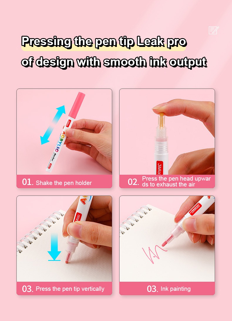 Pressing the pen tip leak Proof design with smooth ink output-Acrylicc Valve Coloring Marker Pen