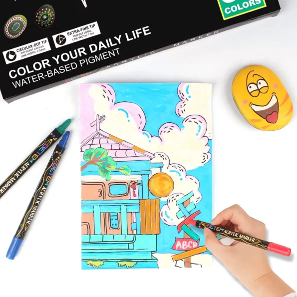 Dual tip acrylic paint pens for crafts