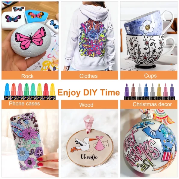 Dual tip acrylic paint pens for crafts