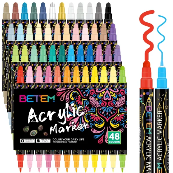 Dual tip acrylic paint pens for crafts