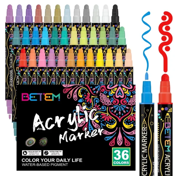 Dual tip acrylic paint pens for crafts
