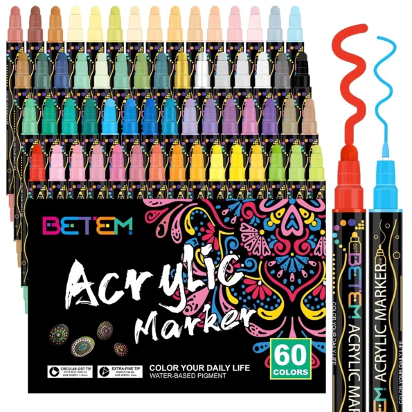 Dual tip acrylic paint pens for crafts