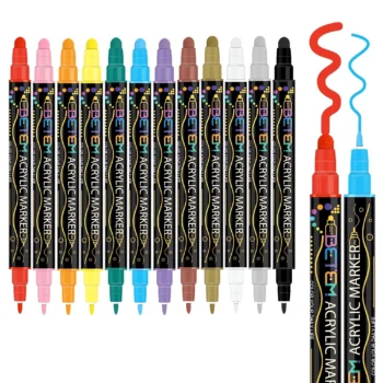 Dual tip acrylic paint pens for crafts