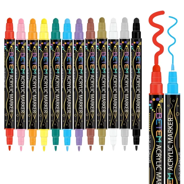 Dual tip acrylic paint pens for crafts