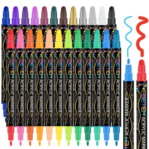 Dual tip acrylic paint pens for crafts