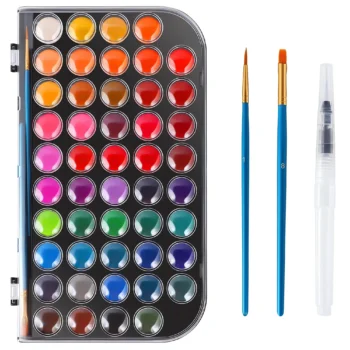 watercolor paint set with brush