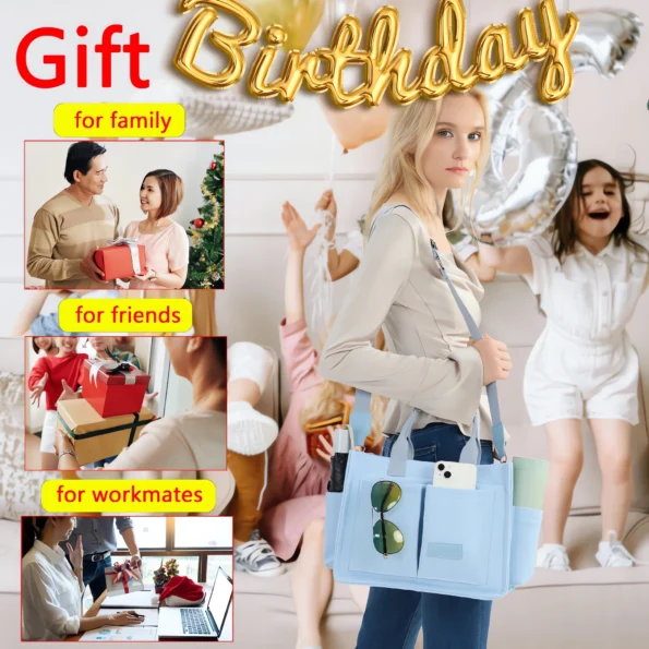 020-Canvas Tote Bag with Compartments