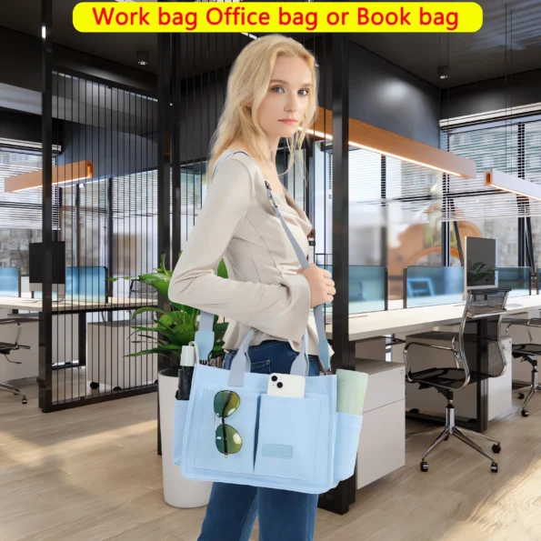 020-Canvas Tote Bag with Compartments
