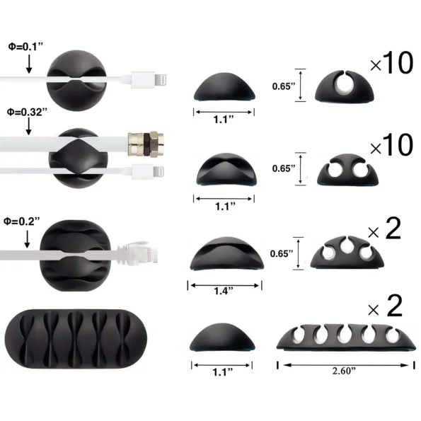 026-Adhesive Cord Organizer Clips for Cable Management
