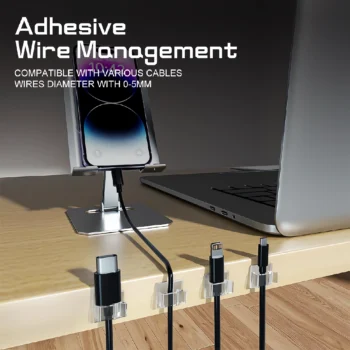 027-Adhesive Cable Clips for Wire Management-100 Pcs