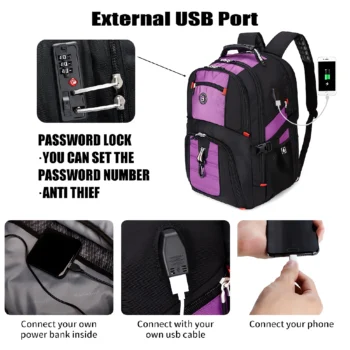 031-Large Travel Laptop Backpack with USB Port-