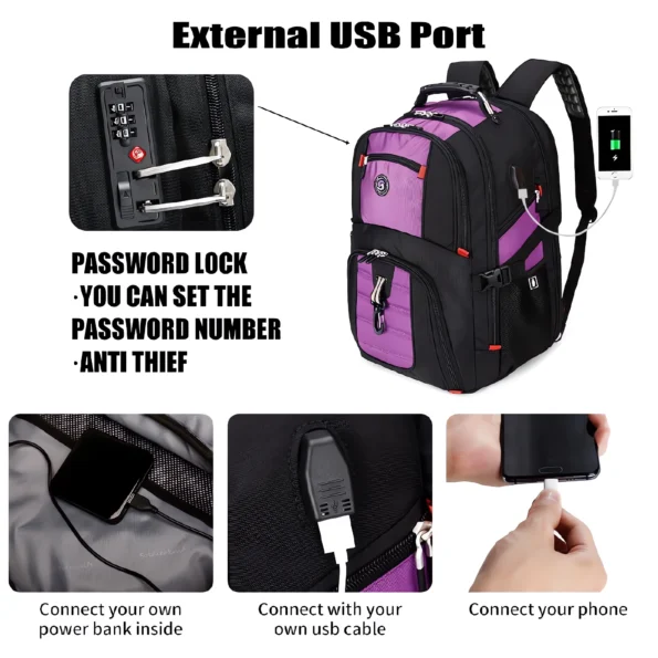031-Large Travel Laptop Backpack with USB Port-