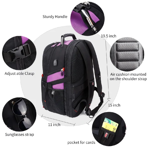 031-Large Travel Laptop Backpack with USB Port-