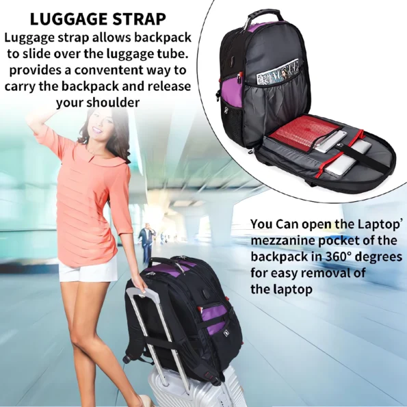 031-Large Travel Laptop Backpack with USB Port-