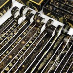 Black Washi Tape Set with Gold Foil (5)