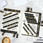 Black Washi Tape Set with Gold Foil (5)