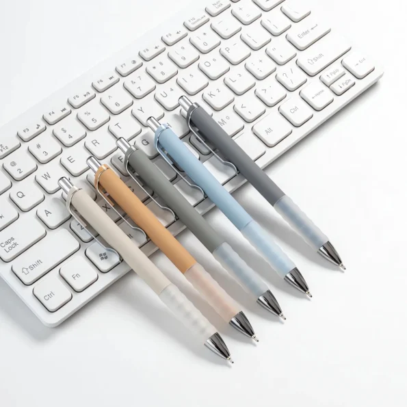 Black ballpoint pens with soft grip