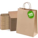 Brown kraft paper gift bags with handles