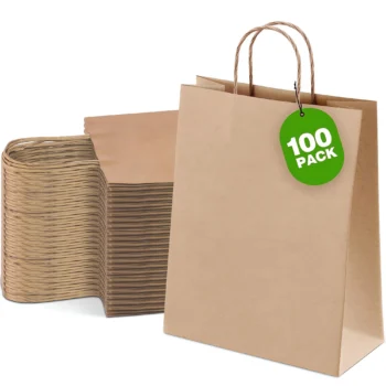 Brown kraft paper gift bags with handles