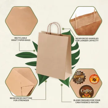 Brown kraft paper gift bags with handles