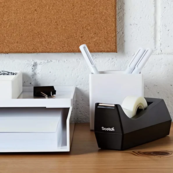 Classic black desktop tape dispenser recycled plastic