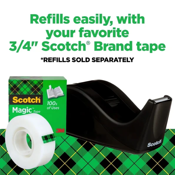 Classic black desktop tape dispenser recycled plastic