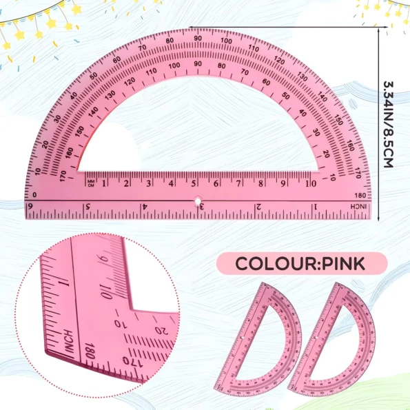 Clear Plastic Math Protractors