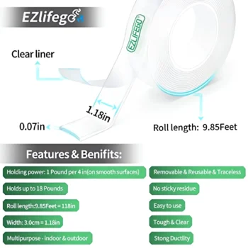 Clear double sided adhesive mounting tape