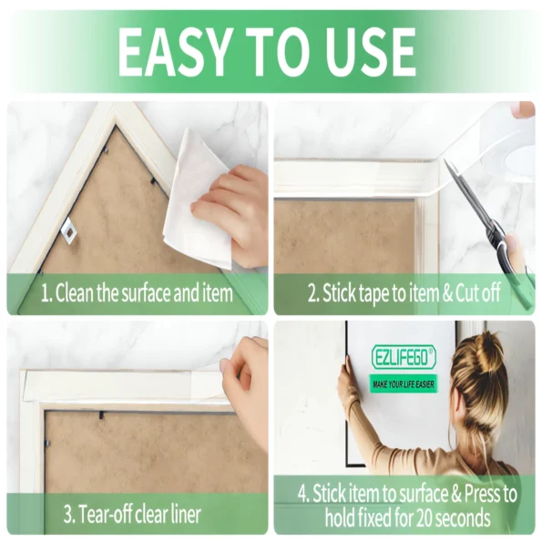 Clear double sided adhesive mounting tape