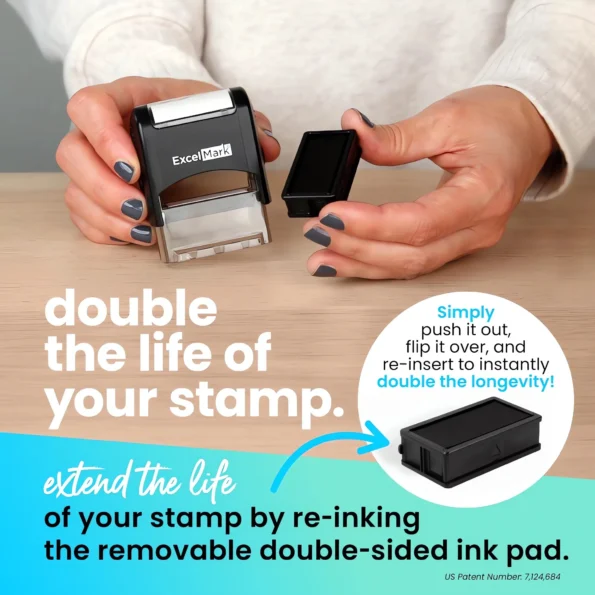 Custom self inking rubber stamp