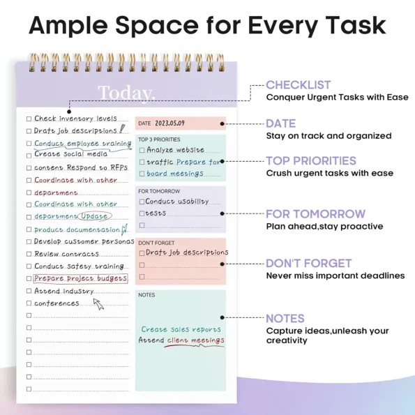 Daily to do list notepad planner for productivity