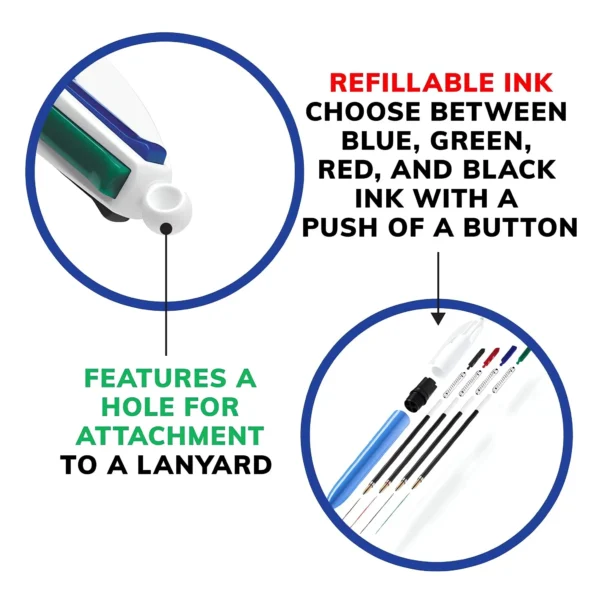 Four color retractable ballpoint pens