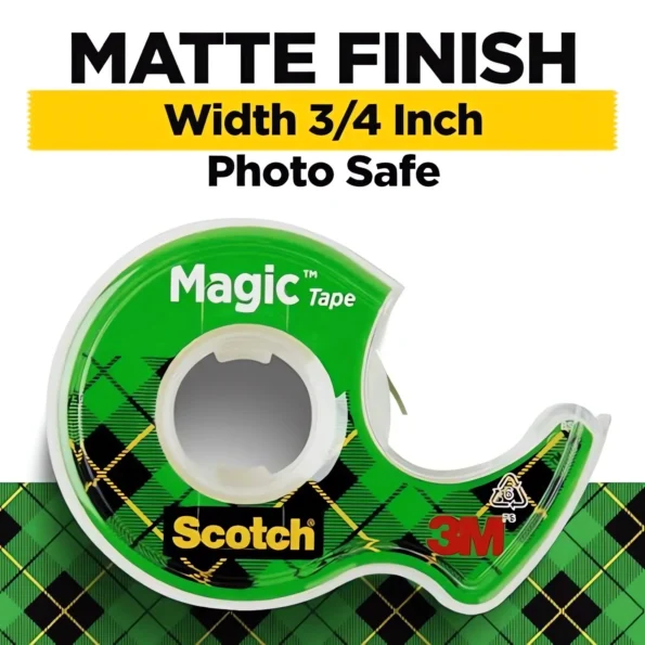 Invisible matte finish tape with dispenser