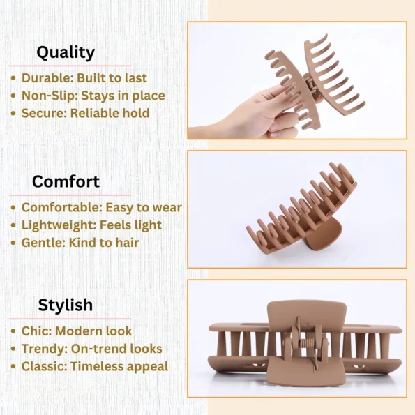 Large Black Hair Claw Clips for Women
