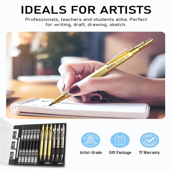 Metal mechanical pencil set for sketching drawing